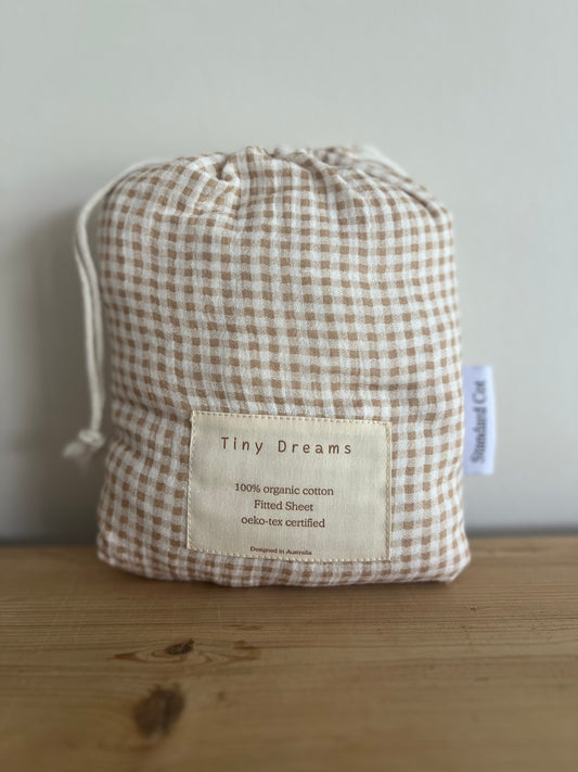 Organic Cotton Baby Gingham Fitted Cot Sheet