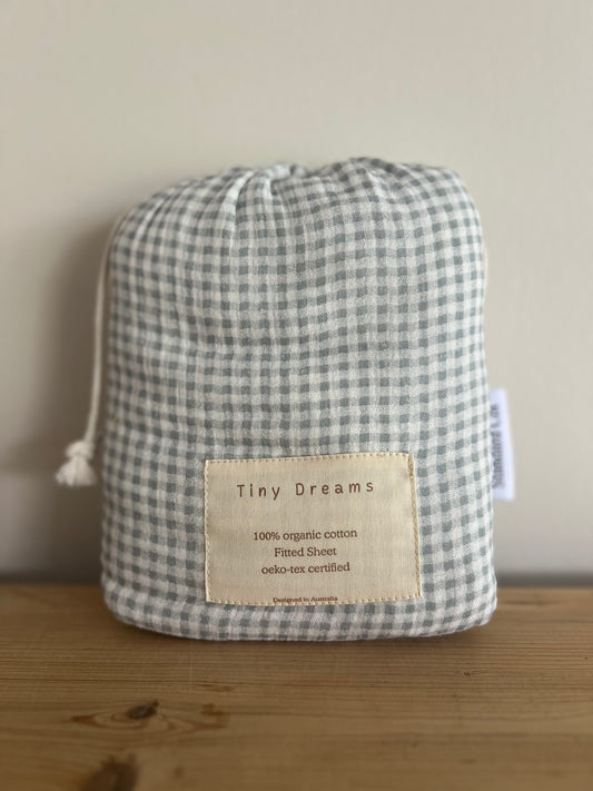 Organic Cotton Baby Gingham Fitted Cot Sheet