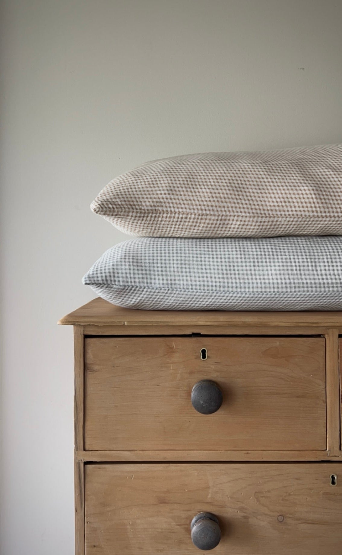 Organic Cotton Pillowcase Baby Gingham Taupe