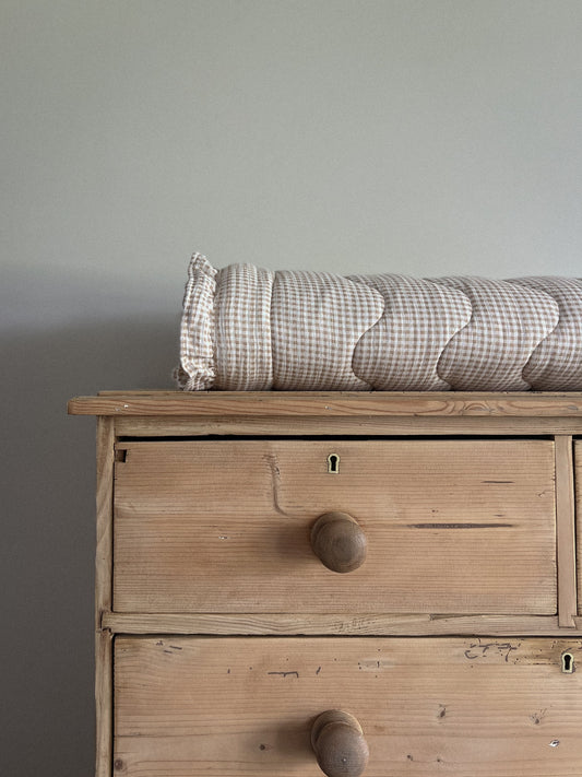 Organic Cotton Baby Gingham Taupe Quilted Blanket