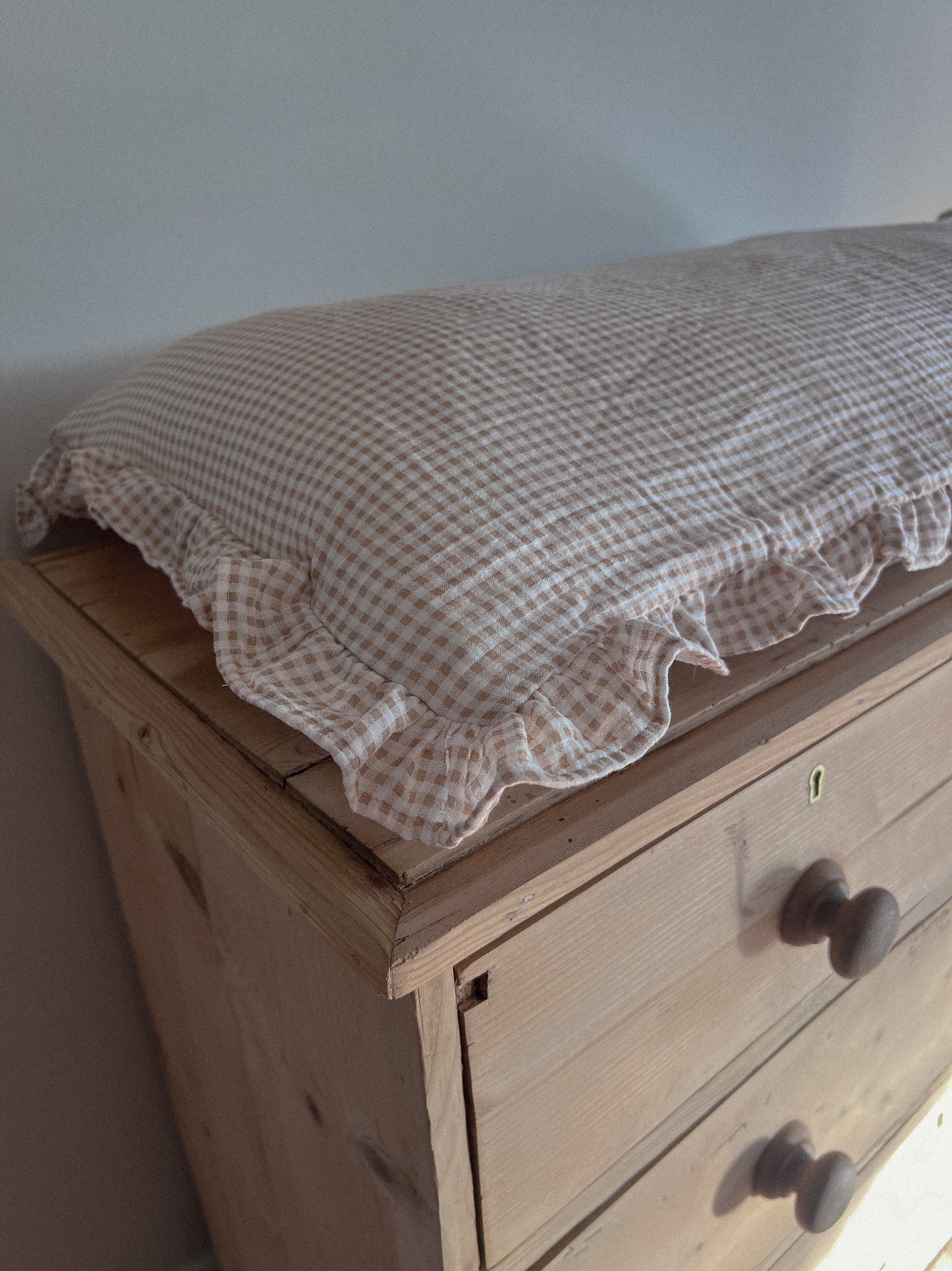 Organic Cotton Pillowcase Baby Gingham Taupe