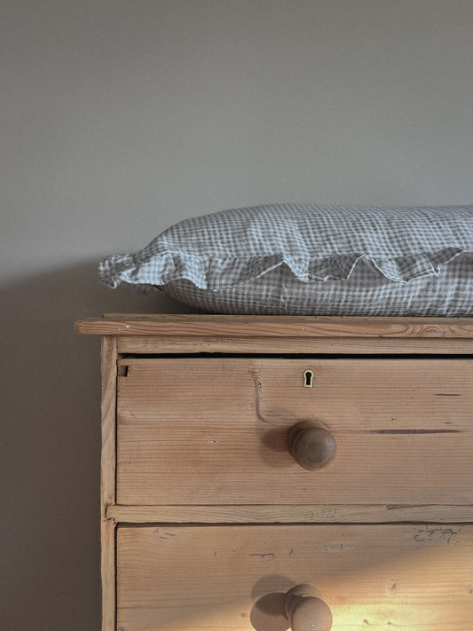 Organic Cotton Pillowcase Baby Gingham Blue