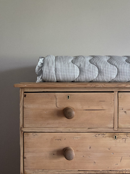 Organic Cotton Baby Gingham Blue Quilted Blanket